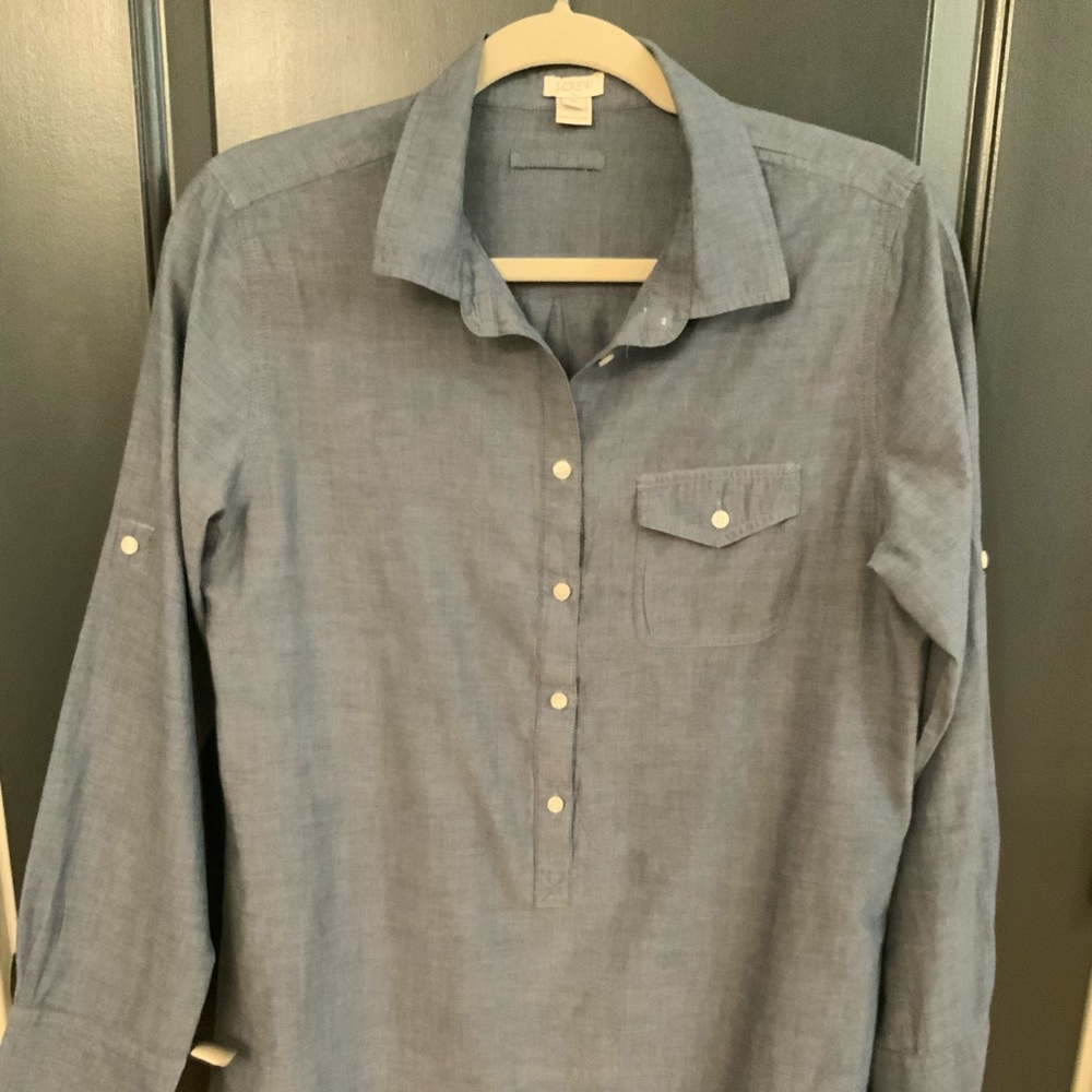 J Crew Chambray Popover Tunic Size Medium